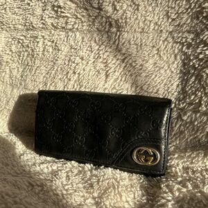 Gucci Black Wallet with Gold Logo